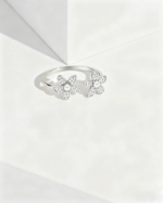 Pretty Double Daisy Flower Ring With Pearl