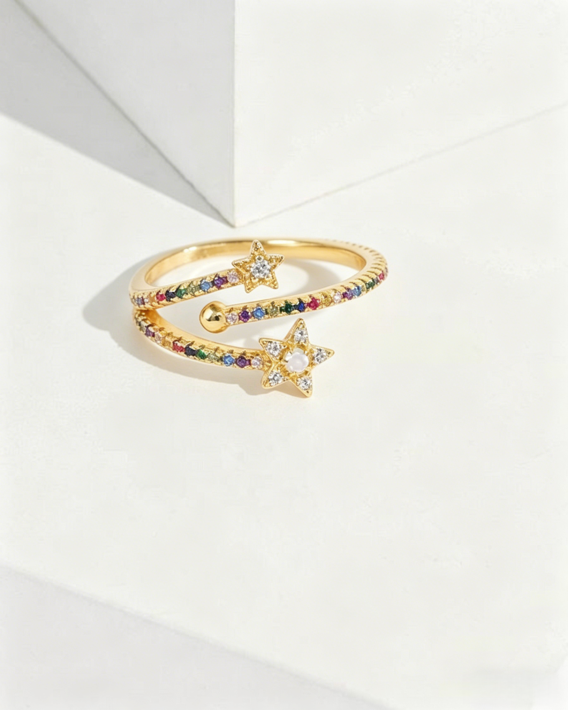 6666666-3.png Double Stars Multi Color Ring - Image 1