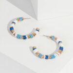 Blue Painted Swirl Hoop Detail Earrings