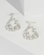 Silver Multi Round Pearl Detail Drop Earrings