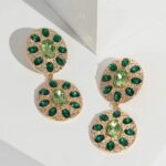 Gold Hammered Crystal Disc Earrings