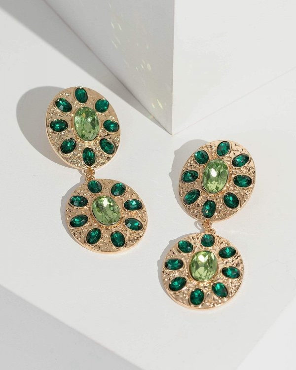 imgi_2_6d01d9897b04d107f69510c649a90509.jpg Gold Hammered Crystal Disc Earrings - Image 1