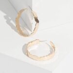 Gold Organic Hammered 4cm Hoop Earrings