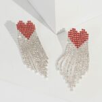 Multi Colour Crystal Love Heart Drop Earrings