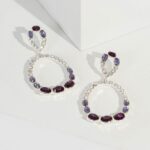 Multi Colour Double Circle Crystal Drop Earrings