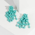 Blue Dangle Beaded Earrings