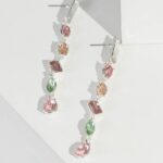 Silver Mulit Shape Crystal Fine Drop Earrings