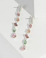 Silver Mulit Shape Crystal Fine Drop Earrings